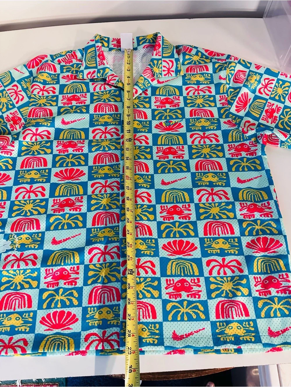 Nike Men’s Mesh Hawaiian Resort Camp Shirt Tropical Short Sleeve Polo Bold
